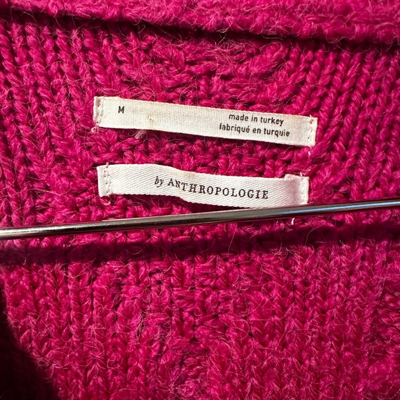 Anthropologie Fuchsia Cable Knit Women's Sweater - Picture 6 of 7